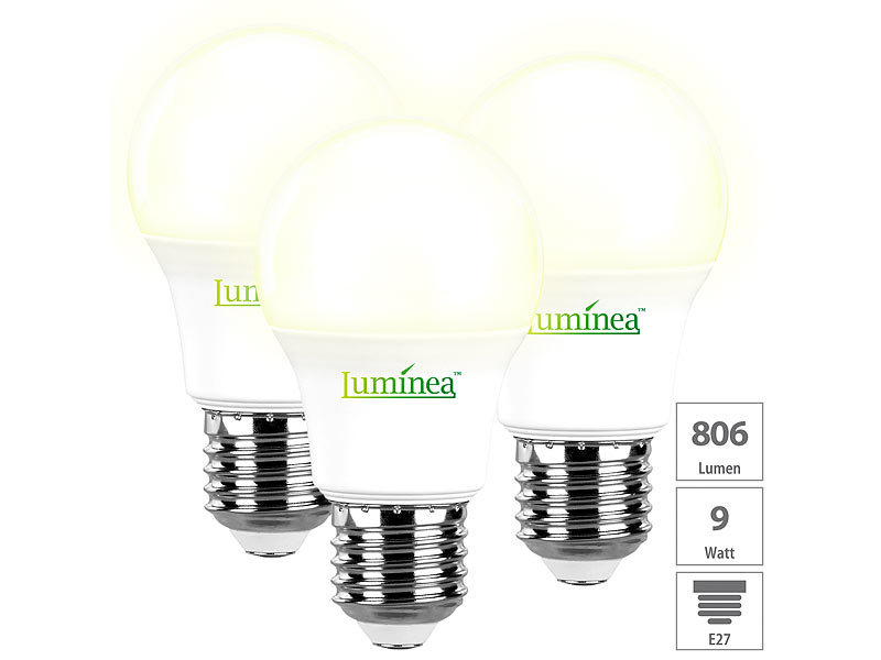 ; LED-Spots GU10 (warmweiß), LED-Tropfen E27 (tageslichtweiß) 