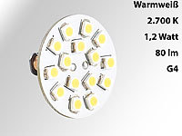 Luminea LED-Stiftsockellampe G4 (12V), 15 SMD LEDs warmweiß, horizontal, 120°; LED-Stiftsockel G4 LED-Stiftsockel G4 