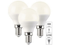 Luminea 3er-Set LED-Lampe Tropfenform P45, E14 5W (ersetzt 40W) 400lm warmweiß; LED-Tropfen E27 (warmweiß) LED-Tropfen E27 (warmweiß) LED-Tropfen E27 (warmweiß) LED-Tropfen E27 (warmweiß) 
