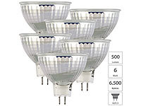 Luminea 6er-Set LED-Glas-Spots, GU5.3, 6W (ersetzt 40W), 500lm, tageslichtweiß; LED-Tropfen E27 (warmweiß) LED-Tropfen E27 (warmweiß) LED-Tropfen E27 (warmweiß) LED-Tropfen E27 (warmweiß) 