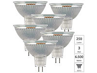 Luminea 6er-Set LED-Glas-Spots, GU5.3, 3 W (ersetzt 25 W), tageslichtweiß, G; LED-Tropfen E27 (warmweiß) LED-Tropfen E27 (warmweiß) LED-Tropfen E27 (warmweiß) LED-Tropfen E27 (warmweiß) 