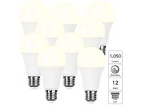 Luminea 9er-Set dimmbare LED-Lampen warmweiß, 11 W, E27, 2700 K, 1.050 lm; LED-Tropfen E27 (warmweiß) LED-Tropfen E27 (warmweiß) LED-Tropfen E27 (warmweiß) LED-Tropfen E27 (warmweiß) 