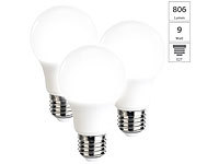 Luminea 3er-Set LED-Lampen, tageslichtweiß, 806 Lumen, E27, F, 8 Watt; LED-Tropfen E27 (warmweiß) LED-Tropfen E27 (warmweiß) LED-Tropfen E27 (warmweiß) LED-Tropfen E27 (warmweiß) 
