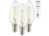 Luminea 3er-Set LED-Filament-Kerzen, B35, E14, 450 Lumen, 4 Watt, 6500 K; LED-Tropfen E27 (tageslichtweiß) LED-Tropfen E27 (tageslichtweiß) 
