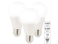 Luminea 3er-Set LED-Lampe E27, Klasse E, 9 W, tageslichtweiß 6400K, 1.050 lm; LED-Tropfen E27 (warmweiß) LED-Tropfen E27 (warmweiß) LED-Tropfen E27 (warmweiß) LED-Tropfen E27 (warmweiß) 
