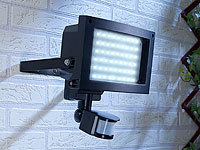 Luminea Außenstrahler 60x 0,06-W-LEDs, PIR-Sensor, Spritzwasserschutz; Wasserfeste LED-Fluter (warmweiß) Wasserfeste LED-Fluter (warmweiß) 