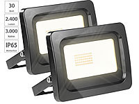 Luminea 2er-Set wetterfeste LED-Fluter, 30 Watt, 2.400 Lumen, IP65, 3.000 K; Wetterfester LED-Fluter (tageslichtweiß) Wetterfester LED-Fluter (tageslichtweiß) 