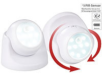 Luminea 2er-Set kabellose LED-Strahler, Bewegungssensor, 360° drehbar,100 lm; Wasserfeste LED-Fluter (warmweiß) Wasserfeste LED-Fluter (warmweiß) Wasserfeste LED-Fluter (warmweiß) Wasserfeste LED-Fluter (warmweiß) 