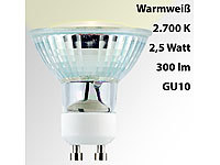 Luminea LED-Spotlight, Glasgehäuse, GU10, 2,5 Watt, 230 V, 300 lm, warmweiß; LED-Tropfen E27 (warmweiß) LED-Tropfen E27 (warmweiß) 