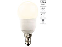 Luminea LED-Tropfen, E14, 5,5 W, 470 lm, 160°, 3.000 K, warmweiß