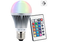 Luminea Farbwechselnde LED-Lampe (RGB-LED) mit Fernbedienung, E27; LED-Tropfen E27 (warmweiß) LED-Tropfen E27 (warmweiß) LED-Tropfen E27 (warmweiß) 