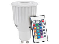 Luminea Farbwechselnder LED-Spot (RGB-LED) mit Fernbedienung, GU10; LED-Spots GU10 (warmweiß) LED-Spots GU10 (warmweiß) 