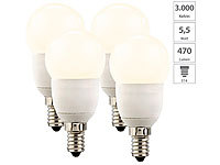 Luminea LED-Tropfen, E14, 5,5 W, 470 lm, 160°, warmweiß, 4er-Set