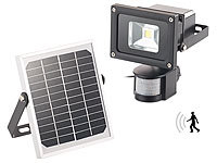 Luminea COB-LED-Solar-Außenstrahler m. PIR-Bewegungssensor, 10 W, 600 lm, IP44; Wetterfester LED-Fluter (tageslichtweiß) Wetterfester LED-Fluter (tageslichtweiß) 