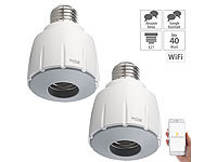 Luminea Home Control 2er-Set WLAN-E27-Lampenfassung, für Amazon Alexa & Google Assistant; WLAN-Steckdosen mit Stromkosten-Messfunktion, WLAN-LED-Lampen E27 RGBW WLAN-Steckdosen mit Stromkosten-Messfunktion, WLAN-LED-Lampen E27 RGBW WLAN-Steckdosen mit Stromkosten-Messfunktion, WLAN-LED-Lampen E27 RGBW WLAN-Steckdosen mit Stromkosten-Messfunktion, WLAN-LED-Lampen E27 RGBW 