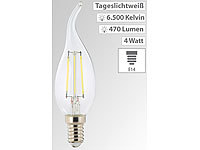 Luminea LED-Filament-Kerze, Ba35, E14, 470 lm, 4 W, 360°, 6.500 K; LED-Tropfen E27 (tageslichtweiß) LED-Tropfen E27 (tageslichtweiß) 