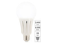 Luminea High-Power-LED-Lampe E27, 23 Watt, 2.400 Lumen, tageslichtweiß 6.500 K; LED-Tropfen E27 (warmweiß) LED-Tropfen E27 (warmweiß) LED-Tropfen E27 (warmweiß) LED-Tropfen E27 (warmweiß) 