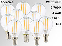 Luminea LED-Filament-Lampen, G45, E14, 470 lm, 4 W, 360°, 2.700 K, 10er-Set