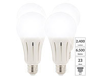 Luminea 4er-Set High-Power-LED-Lampen E27, 23 Watt, 2.400 Lumen,  6.500 K; LED-Tropfen E27 (warmweiß) LED-Tropfen E27 (warmweiß) LED-Tropfen E27 (warmweiß) LED-Tropfen E27 (warmweiß) 