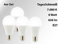 Luminea LED-Lampe E27, 638 Lumen, 8 Watt, 270°, tageslichtweiß, 4er-Set; LED-Tropfen E27 (warmweiß) LED-Tropfen E27 (warmweiß) 