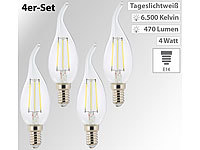 Luminea LED-Filament-Kerzen Ba35, E14, 470 lm, 4 W, 360°, 4er-Set; LED-Tropfen E27 (tageslichtweiß) LED-Tropfen E27 (tageslichtweiß) 