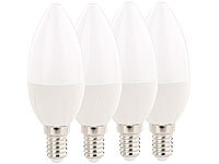 Luminea LED-Kerze E14, A+, 6 Watt, 480 Lumen, warmweiß, 270°, B35, 4er-Set