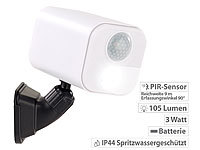 Luminea LED-Wandspot für innen & außen, Bewegungssensor, 7 Monate Laufzeit; LED-Strahler mit PIR-Sensor, Batteriebetrieb LED-Strahler mit PIR-Sensor, Batteriebetrieb LED-Strahler mit PIR-Sensor, Batteriebetrieb LED-Strahler mit PIR-Sensor, Batteriebetrieb 
