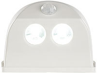 Luminea Batterie-LED-Türleuchte, Bewegungs-/Lichtsensor, 0,4 W, 50 lm, weiß; Wetterfester LED-Fluter (tageslichtweiß) Wetterfester LED-Fluter (tageslichtweiß) Wetterfester LED-Fluter (tageslichtweiß) Wetterfester LED-Fluter (tageslichtweiß) 