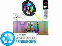Luminea Home Control Smarter USB-RGB-IC-LED-Streifen, Bluetooth, App, Versandrückläufer; WLAN-USB-Stimmungsleuchten mit RGB + CCT-LEDs und App WLAN-USB-Stimmungsleuchten mit RGB + CCT-LEDs und App 
