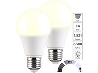 Luminea 2er-Set LED-Lampen mit 3 Helligkeits-Stufen, 14 W, 1.521 lm, 3000 K, F; LED-Tropfen E27 (warmweiß) LED-Tropfen E27 (warmweiß) LED-Tropfen E27 (warmweiß) LED-Tropfen E27 (warmweiß) 