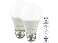 Luminea 2er-Set LED-Lampen, Bewegungssensor, E27, 9 W, 850 lm, tageslichtweiß; LED-Tropfen E27 (warmweiß) LED-Tropfen E27 (warmweiß) LED-Tropfen E27 (warmweiß) LED-Tropfen E27 (warmweiß) 
