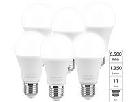 Luminea 6er-Set LED-Lampen E27, 11 W (ersetzt 120 W) 1.350 lm, tageslichtweiß; LED-Tropfen E27 (warmweiß) LED-Tropfen E27 (warmweiß) LED-Tropfen E27 (warmweiß) LED-Tropfen E27 (warmweiß) 