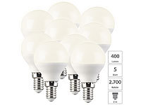 Luminea 9er-Set LED-Lampe, Tropfenform, P45, E14, 5W, 2700 K; LED-Tropfen E27 (warmweiß) LED-Tropfen E27 (warmweiß) LED-Tropfen E27 (warmweiß) LED-Tropfen E27 (warmweiß) 