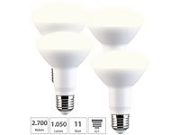 Luminea 4er-Set LED-Reflektoren R80, E27 11 W (ersetzt 120 W) 1050 lm warmweiß; LED-Tropfen E27 (warmweiß) LED-Tropfen E27 (warmweiß) LED-Tropfen E27 (warmweiß) LED-Tropfen E27 (warmweiß) 