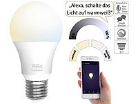 Luminea Home Control WLAN-LED-Lampe, E27, 806 lm, für Amazon Alexa & Google Assistant, CCT; Wireless LED Bulbs with voice control 