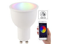 Luminea Home Control WLAN-LED-Lampe, komp. mit Amazon Alexa & Google Assistant, GU10, RGB+W