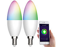 Luminea Home Control 2er-Set WLAN-LED-Kerze, E14, RGB-CCT, 5,5 W (ersetzt 40 W), 470lm, App; WLAN-LED-Lampen E27 RGBW WLAN-LED-Lampen E27 RGBW WLAN-LED-Lampen E27 RGBW WLAN-LED-Lampen E27 RGBW 