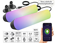Luminea Home Control 2er-Set WLAN-USB-Stimmungsleuchte mit RGB+CCT-LEDs, App, 80 lm, 3,5 W; WLAN-LED-Lampen E27 RGBW WLAN-LED-Lampen E27 RGBW WLAN-LED-Lampen E27 RGBW WLAN-LED-Lampen E27 RGBW 