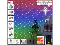 Luminea Home Control Smarter WLAN-LED-Lichtervorhang mit 180 RGB-IC-LEDs, App, IP44, 3x3 m; WLAN-LED-Steh-/Eck-Leuchten mit App WLAN-LED-Steh-/Eck-Leuchten mit App WLAN-LED-Steh-/Eck-Leuchten mit App WLAN-LED-Steh-/Eck-Leuchten mit App 