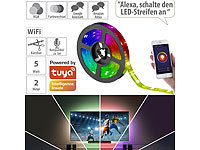 Luminea Home Control USB-RGB-LED-Streifen mit WLAN, App und Sprachsteuerung, 2 m; RGB-LED-Lichterdrähte mit WLAN, App- und Sprach-Steuerung RGB-LED-Lichterdrähte mit WLAN, App- und Sprach-Steuerung RGB-LED-Lichterdrähte mit WLAN, App- und Sprach-Steuerung RGB-LED-Lichterdrähte mit WLAN, App- und Sprach-Steuerung 