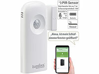 Luminea Home Control Smarter 2in1-WLAN-Tür-/Fenstersensor und PIR-Sensor, App, Sprachbefehl