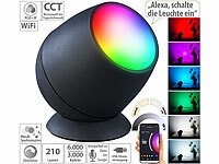 Luminea Home Control Smarte WLAN-Stimmungsleuchte, RGB-CCT-LEDs, 210lm, 2,2W, USB, schwarz; WLAN-LED-Lampen E27 RGBW WLAN-LED-Lampen E27 RGBW WLAN-LED-Lampen E27 RGBW WLAN-LED-Lampen E27 RGBW 