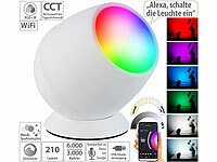 Luminea Home Control Smarte WLAN-Stimmungsleuchte, RGB-CCT-LEDs, 210 lm, 2,2 W, USB, weiß; WLAN-LED-Lampen E27 RGBW WLAN-LED-Lampen E27 RGBW WLAN-LED-Lampen E27 RGBW WLAN-LED-Lampen E27 RGBW 