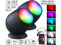 Luminea Home Control 2er-Set WLAN-Stimmungsleuchten, RGB-CCT-LEDs, 210lm, 2,2W, USB,schwarz; WLAN-LED-Lampen E27 RGBW WLAN-LED-Lampen E27 RGBW WLAN-LED-Lampen E27 RGBW 
