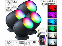 Luminea Home Control 4er-Set WLAN-Stimmungsleuchten, RGB-CCT-LEDs, 210lm, 2,2W, USB,schwarz; WLAN-LED-Lampen E27 RGBW WLAN-LED-Lampen E27 RGBW WLAN-LED-Lampen E27 RGBW 