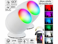 Luminea Home Control 2er-Set WLAN-Stimmungsleuchten, RGB-CCT-LEDs, 210 lm, 2,2 W, USB, weiß; WLAN-LED-Lampen E27 RGBW WLAN-LED-Lampen E27 RGBW WLAN-LED-Lampen E27 RGBW 