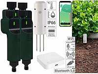 Luminea Home Control BodenFeuchtigkeits&Temperatursensor,ZigbeeGateway,4x Bewässerungscomp.