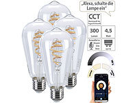 Luminea Home Control 4er-Set LED-Filament-Lampe E27, CCT, 4,5 W (ersetzt 35 W), für ZigBee
