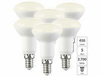 Luminea 6er-Set LED-Reflektoren, R50, warmweiß, 450 lm, E14, 5W (ersetzt 40W)
