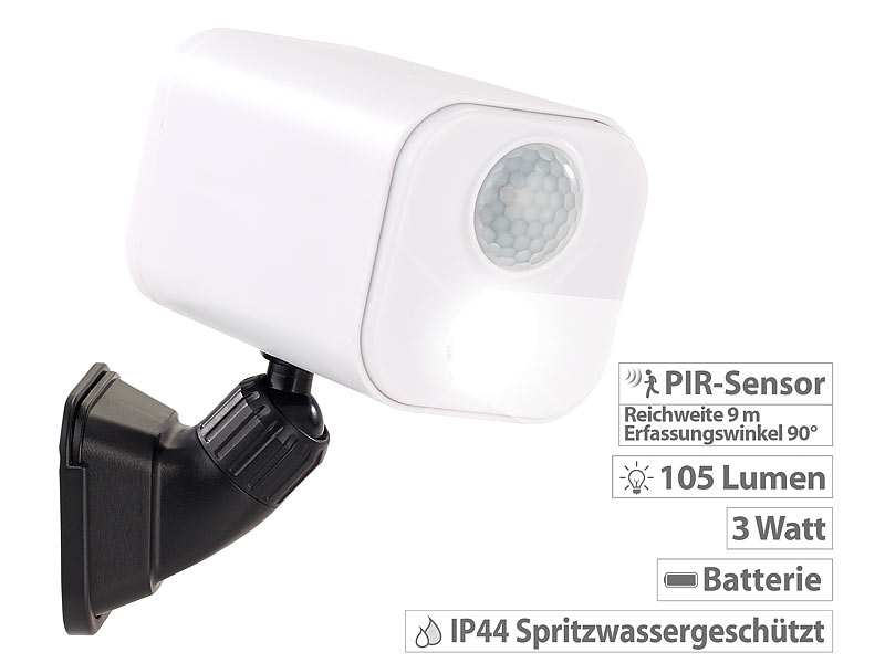 ; Solar-LED-Wandlichter mit Nachtlicht-Funktion, LED-Strahler mit PIR-Sensor, Batteriebetrieb 